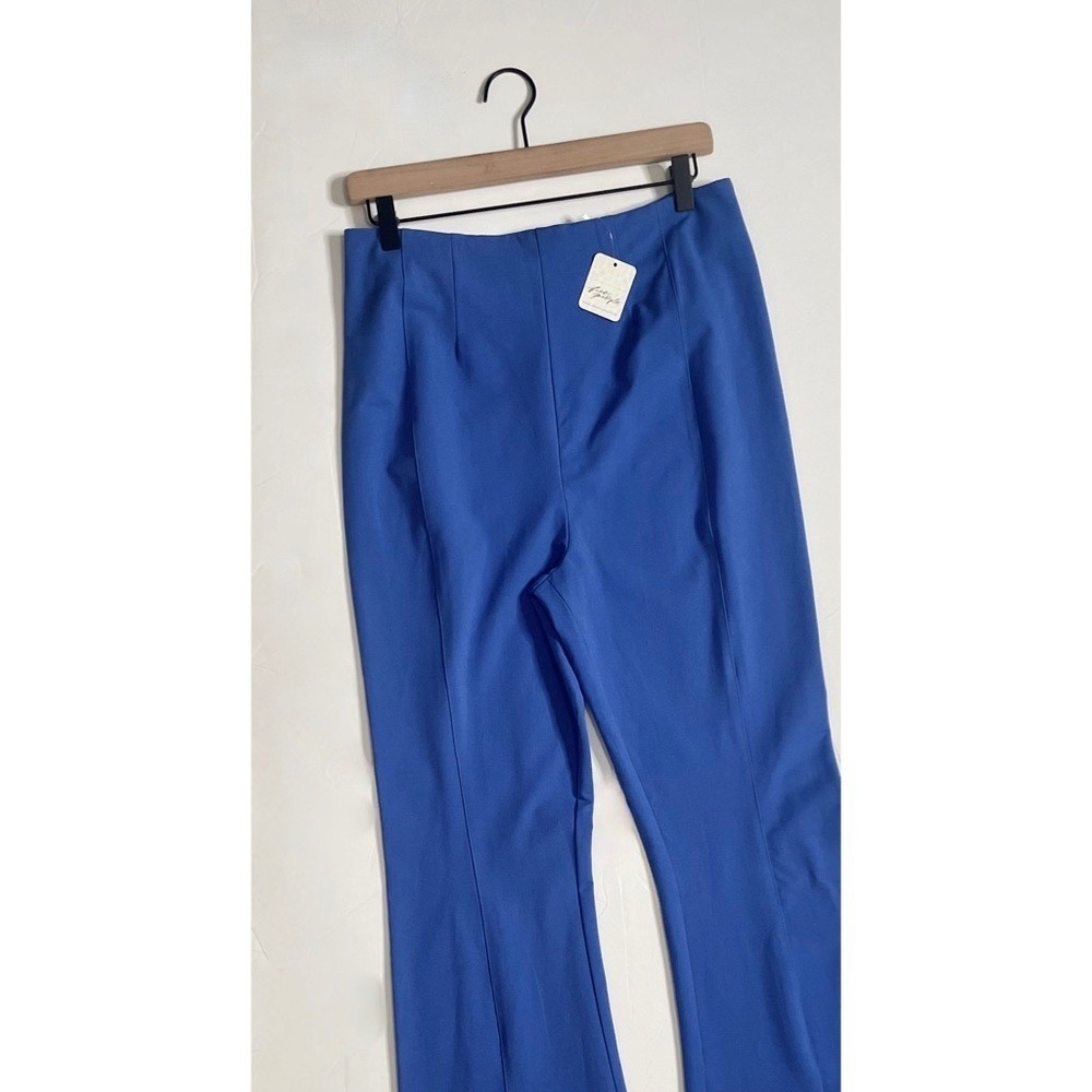 NWT! FREE PEOPLE Real Deal Split Flare Pants Blue High Rise Waist Stretch Medium - Picture 4 of 15